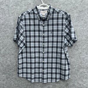Original Penguin Men's Short Sleeve Button Down Shirt Size XL, Cotton Blue Plaid